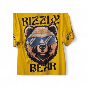 Fresh Laundry Rizzly Bear w/ Sunglasses Fun Whimsical Quirky Bold Yellow Tee XL